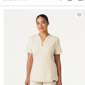 Jaanuu Women's Cream Birch V-Neck Medical Tunic Scrub